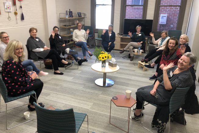 breast cancer support group in a meeting