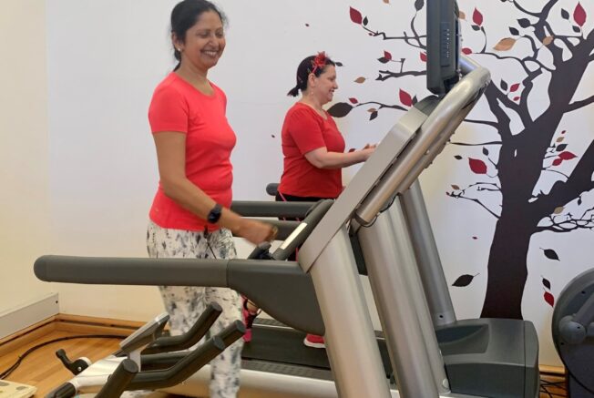 Women on treadmill exercise